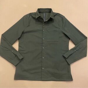Men’s lululemon Masons Peak Button Down Shirt Dark Olive Green Size Small